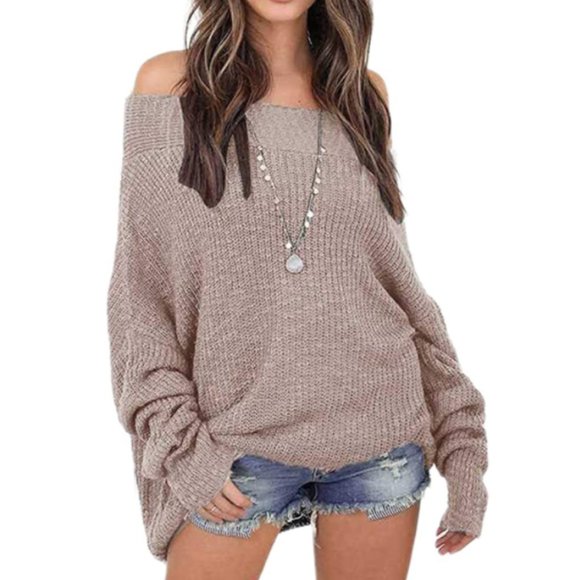 Alabell Sweaters - NWT Slouchy Oversized Off Shoulder Knit Sweater.